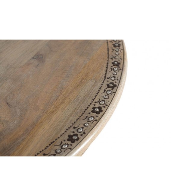 Mesa velador madera de mango maciza tallada y decorada a mano 4