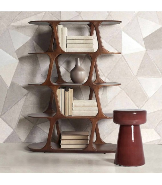Estantería madera de mango teñido nogal diseño contemporáneo Mdmhogar