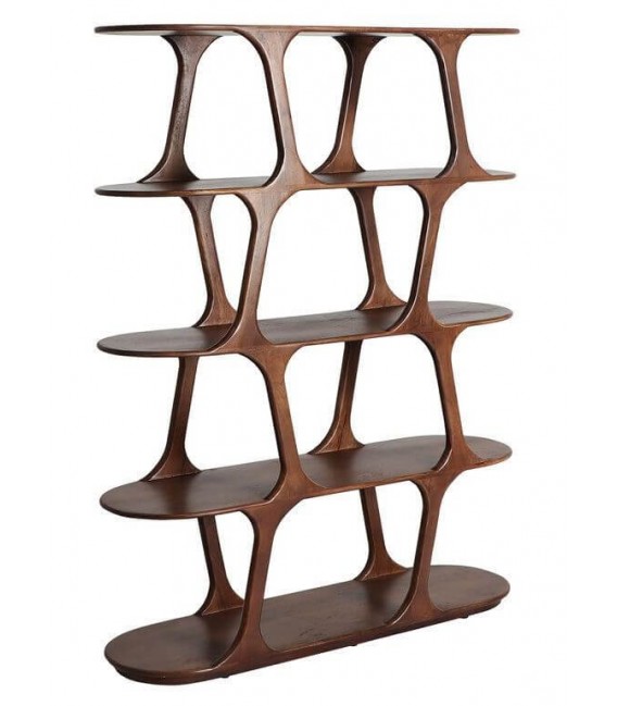 Estantería madera de mango teñido nogal diseño contemporáneo