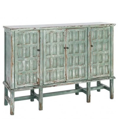 Aparador de madera reciclada color verde con 4 puertas vintage