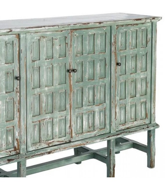 Aparador de madera reciclada color verde con 4 puertas vintage 2