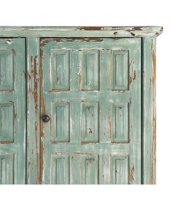 Aparador de madera reciclada color verde con 4 puertas vintage 8