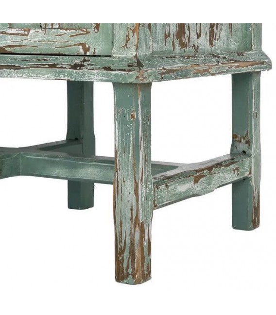 Aparador de madera reciclada color verde con 4 puertas vintage 10