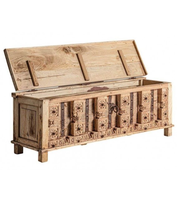 Mueble de TV madera de mango tallado envejecido estilo étnico 1