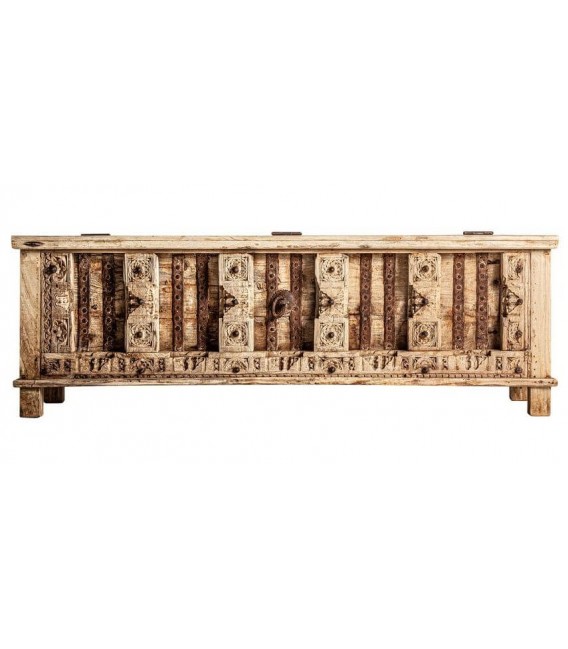 Mueble de TV madera de mango tallado envejecido estilo étnico 3