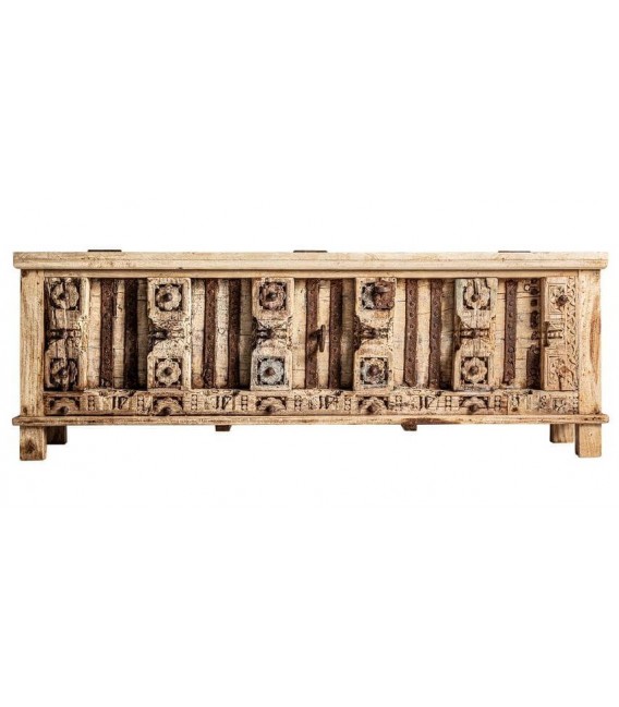 Mueble de TV madera de mango tallado envejecido estilo étnico 4