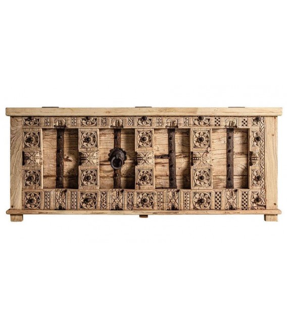 Mueble de TV madera de mango tallado envejecido estilo étnico 5