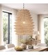 Lámpara techo XL ratán natural trenzado a mano artesanal estilo boho Mdmhogar