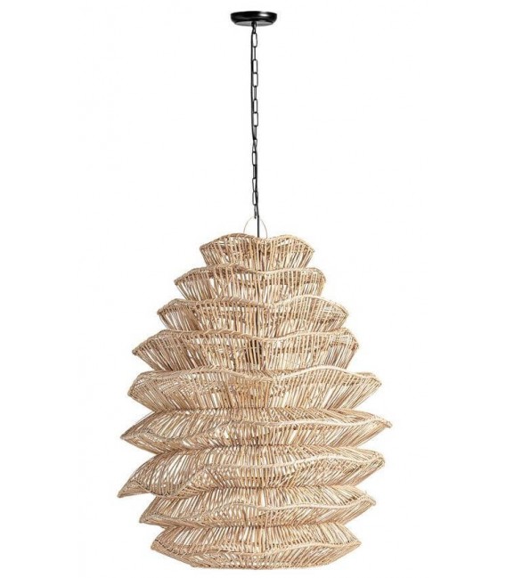 Lámpara techo XL ratán natural trenzado a mano artesanal estilo boho