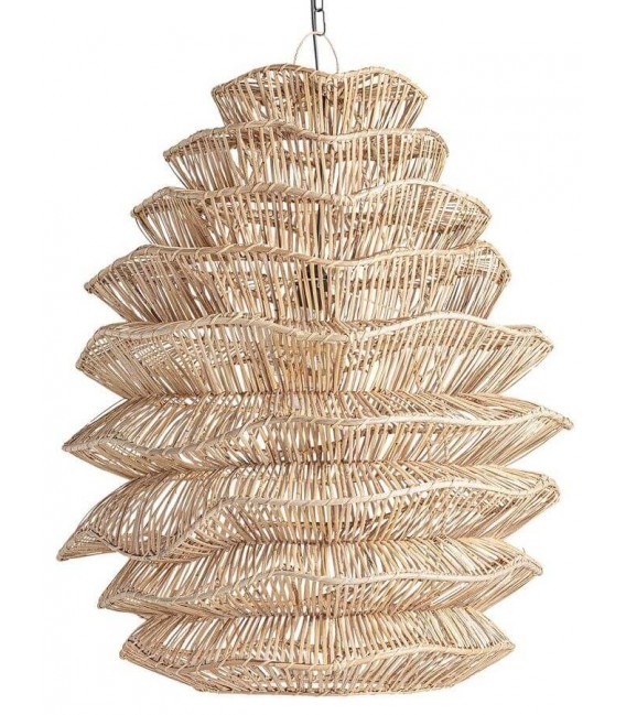 Lámpara techo XL ratán natural trenzado a mano artesanal estilo boho 1
