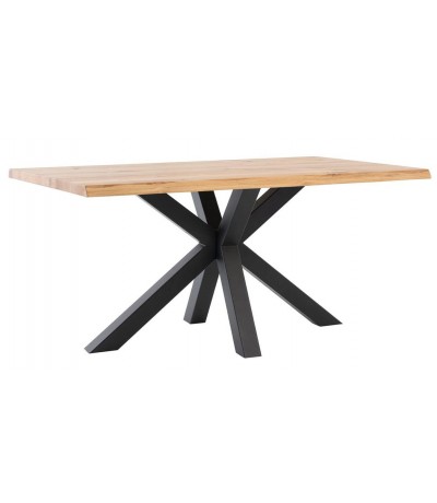 Mesa comedor rectangular roble macizo borde natural industrial