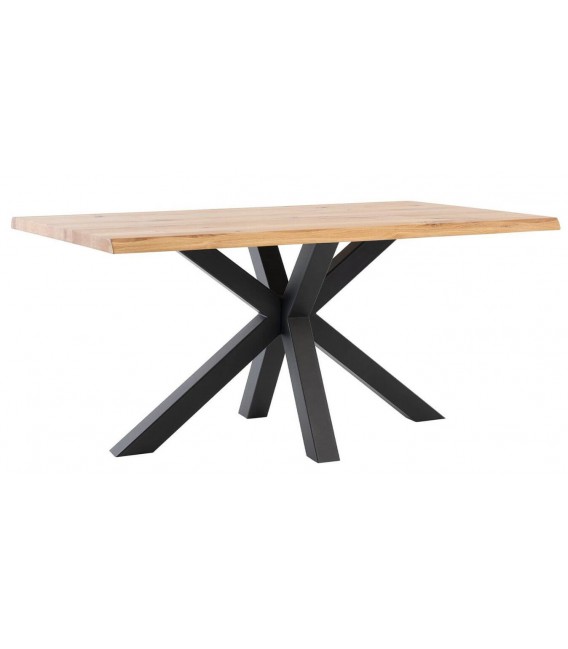 Mesa comedor rectangular roble macizo borde natural industrial