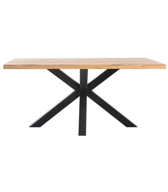 Mesa comedor rectangular roble macizo borde natural industrial 1