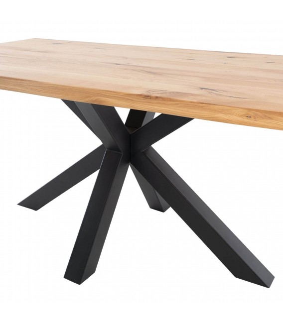 Mesa comedor rectangular roble macizo borde natural industrial 4