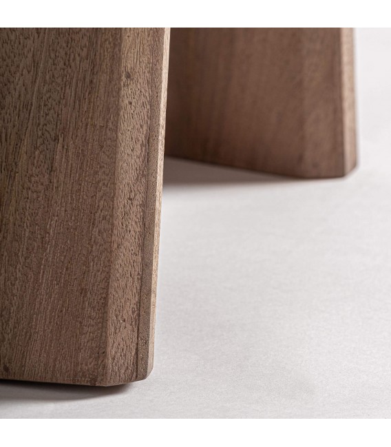 Mesa de comedor circular de madera de mango macizo artesanal boho 2