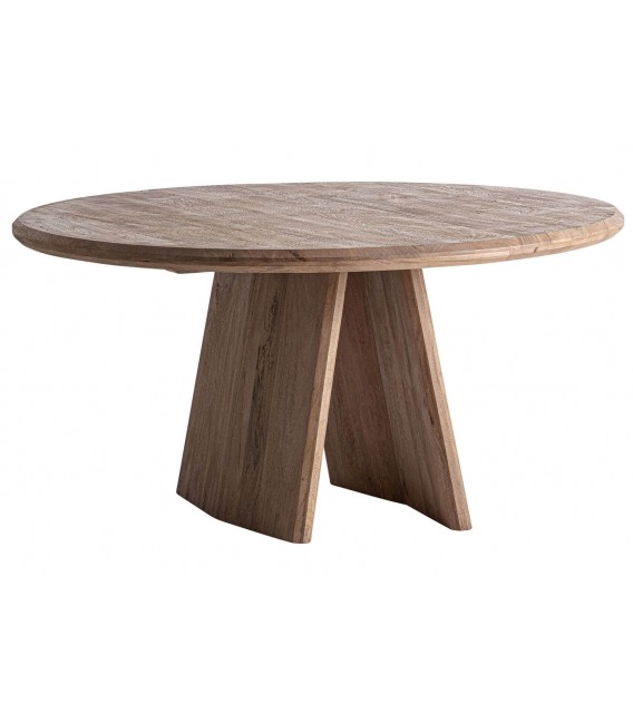 Mesa de comedor circular de madera de mango macizo artesanal boho 1