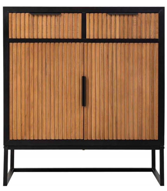 Taquillón con 2 puertas y 2 cajones de madera y metal industrial