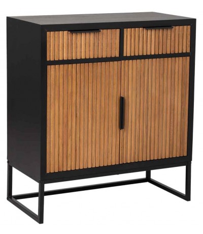 Taquillón con 2 puertas y 2 cajones de madera y metal industrial  1
