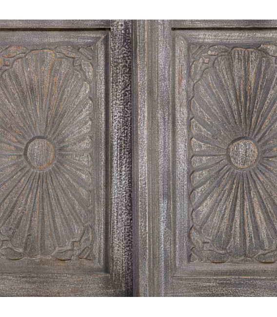 Vitrina 2 puertas cristal de mango de madera envejecida étnica 5