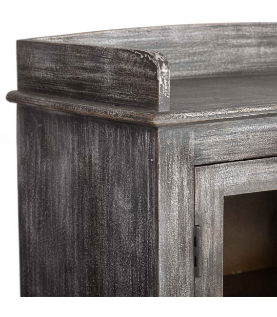 Vitrina 2 puertas cristal de mango de madera envejecida étnica 7
