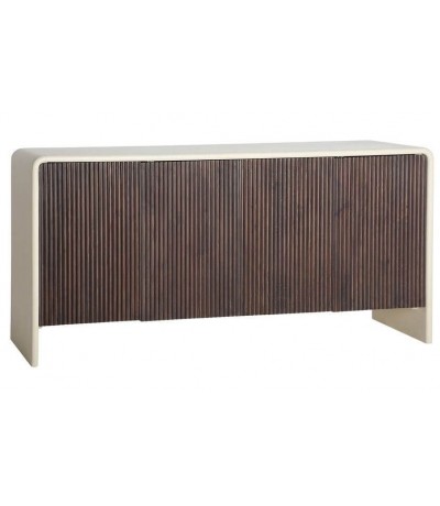 Aparador contemporáneo madera mango blanco roto nogal 4 puertas