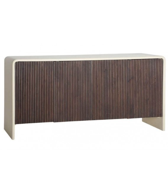 Aparador contemporáneo madera mango blanco roto nogal 4 puertas