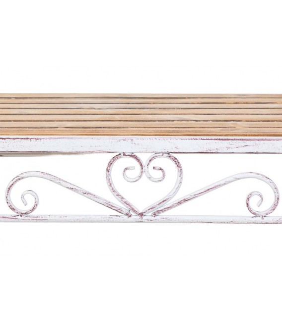Mesa comedor ovalada de exterior madera metal blanco romántico 3