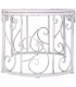 Mesa comedor ovalada de exterior madera metal blanco romántico 5