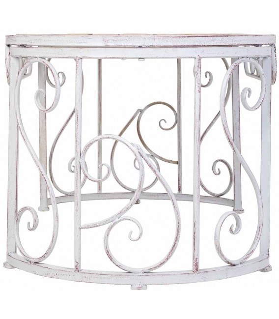 Mesa comedor ovalada de exterior madera metal blanco romántico 5