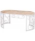 Mesa comedor ovalada de exterior madera metal blanco romántico 2