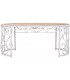Mesa comedor ovalada de exterior madera metal blanco romántico 1