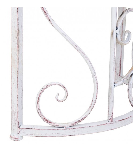 Mesa comedor ovalada de exterior madera metal blanco romántico 6