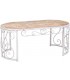 Mesa comedor ovalada de exterior madera metal blanco romántico