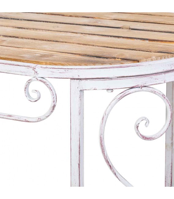 MESA DE CENTRO 115 X 60 X 50 EDIT  MADERA Y METAL BLANCO