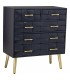 Cómoda pequeña art decó negra madera metal dorado 3 cajones