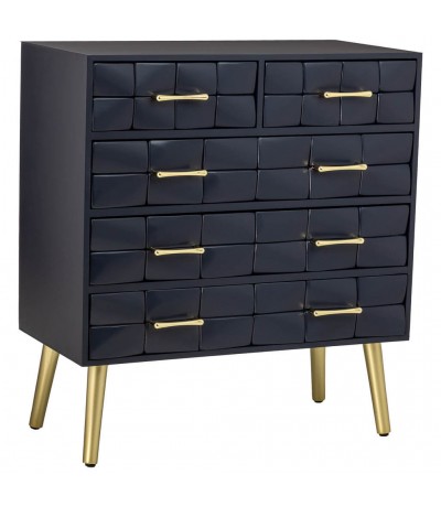 Cómoda pequeña art decó negra madera metal dorado 3 cajones