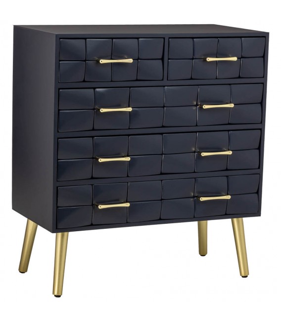 Cómoda pequeña art decó negra madera metal dorado 3 cajones