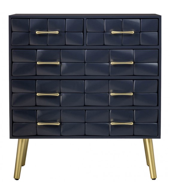 Cómoda pequeña art decó negra madera metal dorado 3 cajones 1