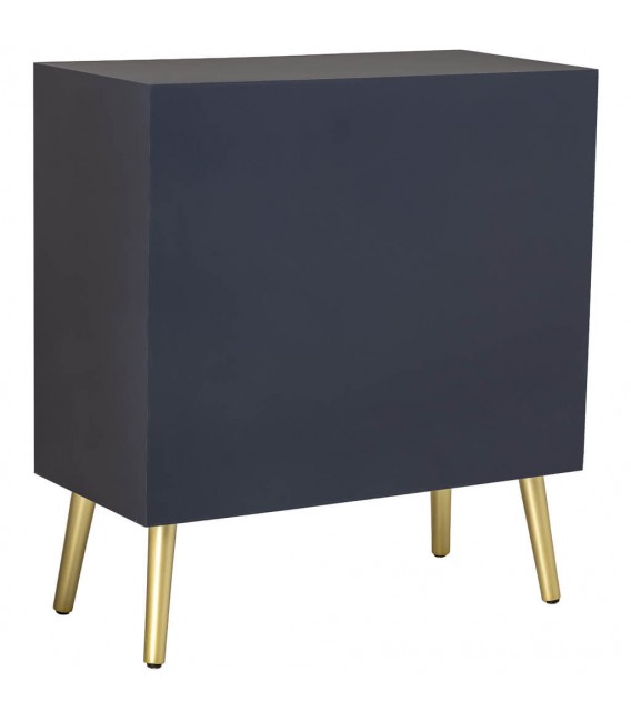 Cómoda pequeña art decó negra madera metal dorado 3 cajones 3