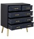 Cómoda pequeña art decó negra madera metal dorado 3 cajones 2
