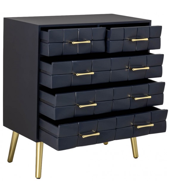 Cómoda pequeña art decó negra madera metal dorado 3 cajones 2