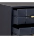 Cómoda pequeña art decó negra madera metal dorado 3 cajones 4