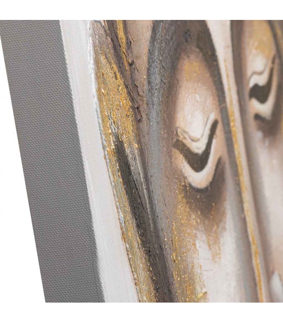 Cuadro vertical en lienzo pintado a mano estilo étnico grande 1