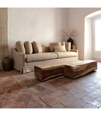 Mesa de centro de madera suar maciza natural artesanal estilo boho mdmhogar