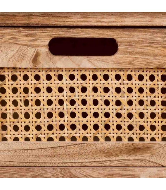 Aparador con 2 puertas y 10 cajones madera caña natural boho 5