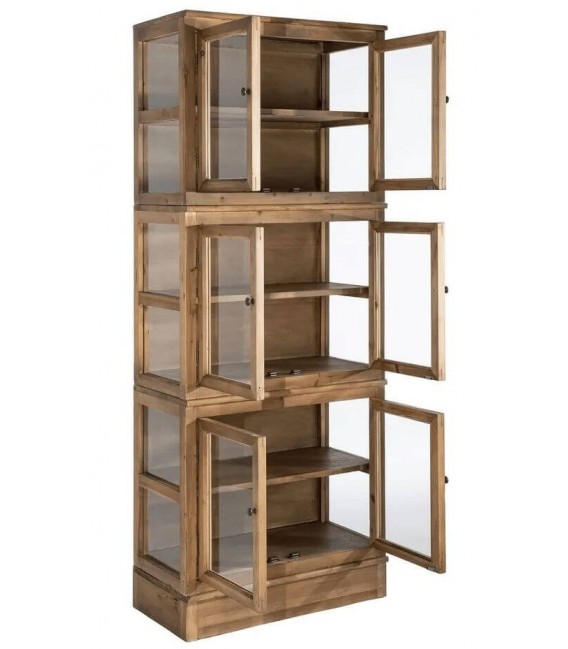 Vitrina 6 puertas cristal madera reciclada estilo boho natural 1