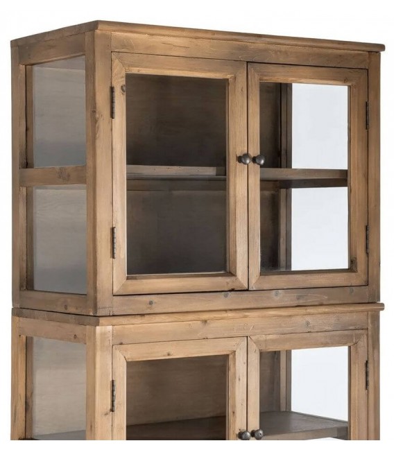 Vitrina 6 puertas cristal madera reciclada estilo boho natural 2