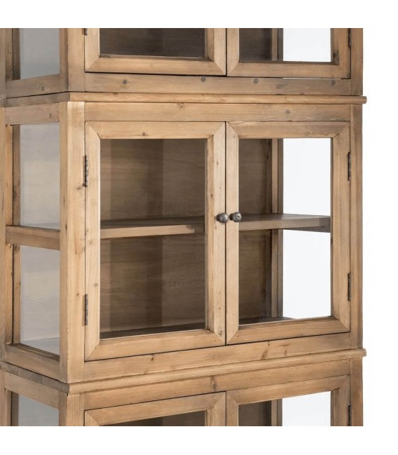 Vitrina 6 puertas cristal madera reciclada estilo boho natural 7