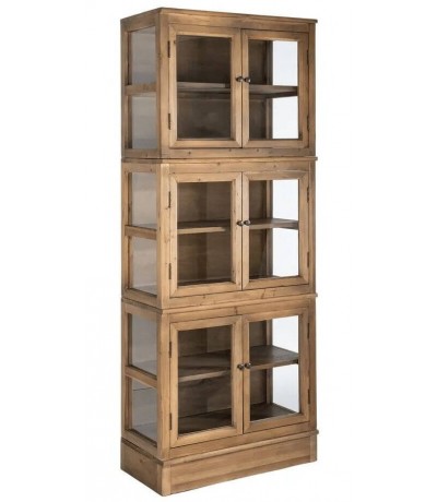 Vitrina 6 puertas cristal madera reciclada estilo boho natural