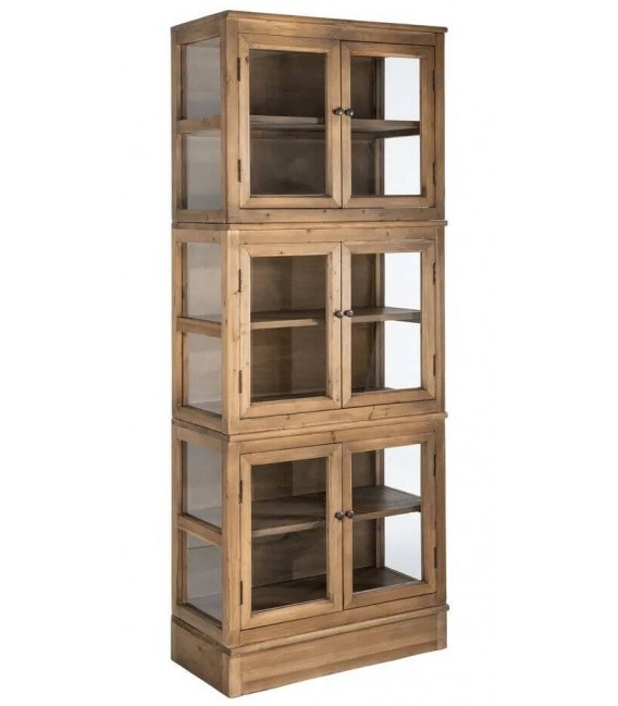 Vitrina 6 puertas cristal madera reciclada estilo boho natural